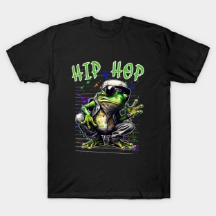 Hip Hop Funny Frog Rap Retro Graffiti T-Shirt